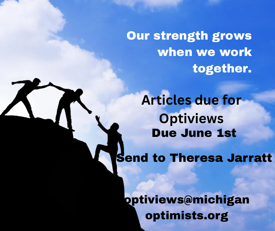 Submit Your Articles for OptiViews by June 1st 1 Articles due for Optiviews